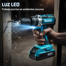 Taladro inalámbrico percutor Makita® + Maletin + 24 Accesorios + 2 Baterias 40 V